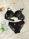 Women's Bras Set Sexy Beauty Back Tops Lace Push Up Bra and Panty Sets Underwire Lingerie Set Solid Padded Intimates Underwear