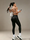 Yoga Slim Fit Leggings, High Waist Booty Lifting Tummy Control, Women's Gym Workout Breathable Pants for Running Outdoor Sport