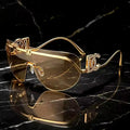 2027 Luxury Oversized Shield Sunglasses Gold Metal Design Gradient Lens Sun Glasses UV400 Protection Women Shades Sunglass Top