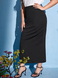 Spring and summer new plus size women's fashion temperament wind slit design solid color half-body skirt
