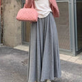 Female Solid Soft Long Skirts Elastic High Waist Ankle Length Loose Pleated Spring Casual Office Night Out Versatile Trend Skirt