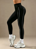 Yoga Slim Fit Leggings, High Waist Booty Lifting Tummy Control, Women's Gym Workout Breathable Pants for Running Outdoor Sport