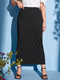 Spring and summer new plus size women's fashion temperament wind slit design solid color half-body skirt