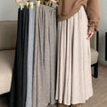 Female Solid Soft Long Skirts Elastic High Waist Ankle Length Loose Pleated Spring Casual Office Night Out Versatile Trend Skirt