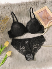 Women Lace Underwire Bra and Panty Set Push Up Lingerie See Through Bra Set Sexy Comfortable Bras for Women Daily Gifts