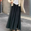 Female Solid Soft Long Skirts Elastic High Waist Ankle Length Loose Pleated Spring Casual Office Night Out Versatile Trend Skirt