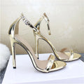 New Ladies Sandals 10cm Stiletto High Heels Summer Women's Shoes with Ankle Straps Party Women's High Heels 35-42 43 BBZAI