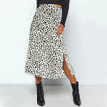 New Sexy Leopard Print Chiffon Split Skirt Casual Fashion Long Skirts for Women Spring Summer Zip Elegant Female Skirt