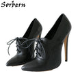 Sorbern Fashion Lace Up Women Pump High Heels 14Cm Stilettos Lace Up 16Cm Pointed Toe Heels For Women Pumps Women Shoes