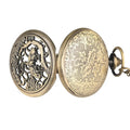 Vintage Bronze Hollow Crane & Pine Quartz Pocket Watch Necklace Women Men Fob Watches Necklace Sweater Pendant Chain reloj
