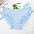 Women's Sexy Panties Lace Cotton Lingerie Briefs Female  Underpanties Solid Color Low Waist Girl Cute Underwear Shorts -XL
