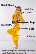 Dress Bollywood Girls Children Belly Dancer Belt Pants Veil Accessories for Wings Kids Mask Bollywood Dress Girls Belly dance Costume Set 2-8Pieces