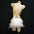 Women Mesh Dance Dress Sparkly Silver Crystals Mesh Bodysuit Women Feather Leotard Outfit Female Bar Dance Stage Party Dance Costume Celebrate Dress