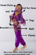 Dress Bollywood Girls Children Belly Dancer Belt Pants Veil Accessories for Wings Kids Mask Bollywood Dress Girls Belly dance Costume Set 2-8Pieces