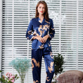 Couples 2PCS Pajamas Set Print Dragon Nightwear Casual Soft Home Clothes Shirt&pant Silky Satin Sleepwear Sleep Set Sexy Pijamas