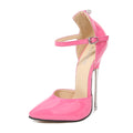 Crossdresser Rivet Pointed Toe PUNK Shoes Woman 16cm Super Thin High Heels Wedding Pumps Bridal Stiletto Nightclub Tacones Mujer