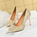 BIGTREE Shoes Rhinestone Women Pumps Sexy Party Shoes High Heels Wedding Shoes Plus Size 43 Female Stiletto Silk Women Shoes