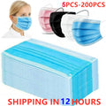 Face Disposable 3-layer Mask Pink Black Disposable Non-woven 3-layer Face Mask Breathable Mask With Elastic Earband Breathable Adult Mouth Mask