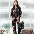 Couples 2PCS Pajamas Set Print Dragon Nightwear Casual Soft Home Clothes Shirt&pant Silky Satin Sleepwear Sleep Set Sexy Pijamas