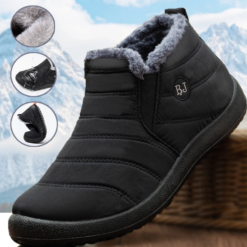 Ankle Boots Boots Men Boots Waterproof Winter Boots Lightweight Snow Boots Warm Fur Men Shoes Plus Size 47 Unisex Ankle Boots Slip on Casual Shoes