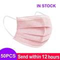 Face Disposable 3-layer Mask Pink Black Disposable Non-woven 3-layer Face Mask Breathable Mask With Elastic Earband Breathable Adult Mouth Mask
