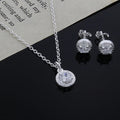 925 Sterling Silver Necklace Earring Set Promotion Lover Gifts Cute Fashion Noble Women Shiny Crystal Cz Jewelry Set Wedding