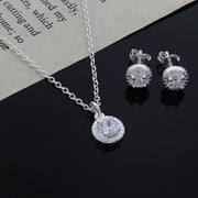 925 Sterling Silver Necklace Earring Set Promotion Lover Gifts Cute Fashion Noble Women Shiny Crystal Cz Jewelry Set Wedding