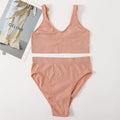 Women Seamless Bra Set Sexy Lingerie Wire Free Push Up Brassiere Bralette Unlined Female Crop Top High Rise Briefs Underwear Set