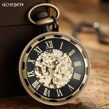 Steampunk Mechanical Pocket Watches Antique Man Women Men Watch Pocket Fob Watches With Chain relogio masculino
