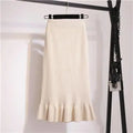 2021 Autumn Winter Elegant High Waist Women Mermaid Skirt Solid Color Lady Office Wear Knitted Skirt Female Pleated Skirts