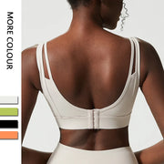 Women Solid Color High Impact Workout Gym Bra Soft Nylon Sports Underwear With Fixed Chest Pads Female Fitness Yoga Crop Tops