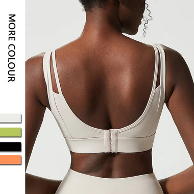 Women Solid Color High Impact Workout Gym Bra Soft Nylon Sports Underwear With Fixed Chest Pads Female Fitness Yoga Crop Tops