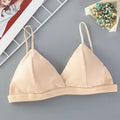 Women Cotton Push-Up Bra Ribbed Triangle Cup Bralette Wire-Free Bras Ladies Sexy Lingerie Simple Low Back Single Hook Underwear