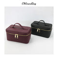 Makeup Bag Cosmetic Ladies Saffiano Split Leather Travel Toiletry Case Bag Portable Hanging Makeup Organizer Box Dopp Kit Cosmetic Bag For Women