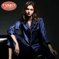 Women Silk Pajamas Set 6A Factory Brand 100% Mulberry Silk Pajamas Women Set Summer Autumn Spring Winter Long-sleeved Two-piece Set Silk Sleepwear Gray