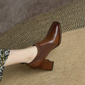 2025 Spring/Autumn Women Party Prom Chunky Heel Pumps Genuine Leather Pumps Square Toe Loafers Woman High Heels Shoes for Women