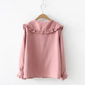 2020 Korean Spring Autumn Long Sleeve Ruffles Peter Pan Collar Women Blouse Shirts Tops Female School Uniform Girls White Shirt