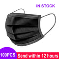 Face Disposable 3-layer Mask Pink Black Disposable Non-woven 3-layer Face Mask Breathable Mask With Elastic Earband Breathable Adult Mouth Mask