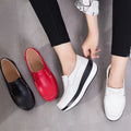 Women's Loafers Flat Genuine Leather Women's Genuine Leather Loafers Slip-On Round Toe Navy Platform Flat Shoes Spring Autumn Casual