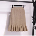 2021 Autumn Winter Elegant High Waist Women Mermaid Skirt Solid Color Lady Office Wear Knitted Skirt Female Pleated Skirts