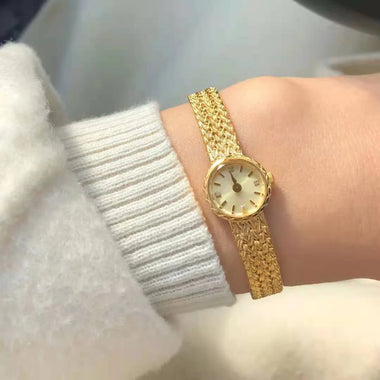 copper 24k gold plated 2021 new design women watch Japanese  exquisite retro small dial advanced watch small  simple waterproof