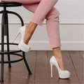 Fashion Peep Toe Platform Pumps Black Patent Leather High Heel Shoes Women Sexy Party Dress Shoes Red Nude White 35-44