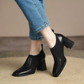 2025 Spring/Autumn Women Party Prom Chunky Heel Pumps Genuine Leather Pumps Square Toe Loafers Woman High Heels Shoes for Women