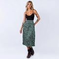 New Sexy Leopard Print Chiffon Split Skirt Casual Fashion Long Skirts for Women Spring Summer Zip Elegant Female Skirt