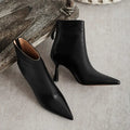 Ankle Boots Warm Wedding Krazing Pot Big Size 42 Cow Leather Pointed Toe High Heels Chic Design Concise Winter Spring Shoe Dress Warm Wedding Ankle Boots