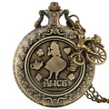 Retro Women Watch  Theme Bronze Lovely Princess Quartz Pocket Watches Rabbit Carousel  Vintage Fob Watches with Accessory