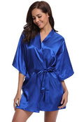 Women Silk Robe RB032 2018 New Silk Kimono Robe Bathrobe Women Silk Bridesmaid Robes Sexy Navy Blue Robes Satin Robe Ladies Dressing Gowns