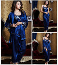 2017 Brand pyjamas women Satin Silk Pajamas Red Three-Piece Pyjama Sets Lace Embroidery Imitation Silk pijama Femininos