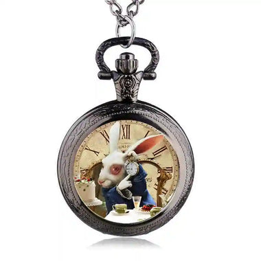 Fashion Design Movie Alice Rabbit Pocket Watch Women Children Pendant Necklace Watches Gift