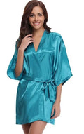 Women Silk Robe RB032 2018 New Silk Kimono Robe Bathrobe Women Silk Bridesmaid Robes Sexy Navy Blue Robes Satin Robe Ladies Dressing Gowns